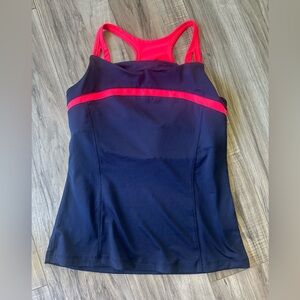 Fila Athletic Tennis Workout Tank Top Built in Sports Bra Navy Pink Size Small